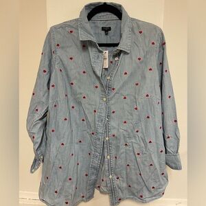 Talbots Button Down Heart Print. Size X
